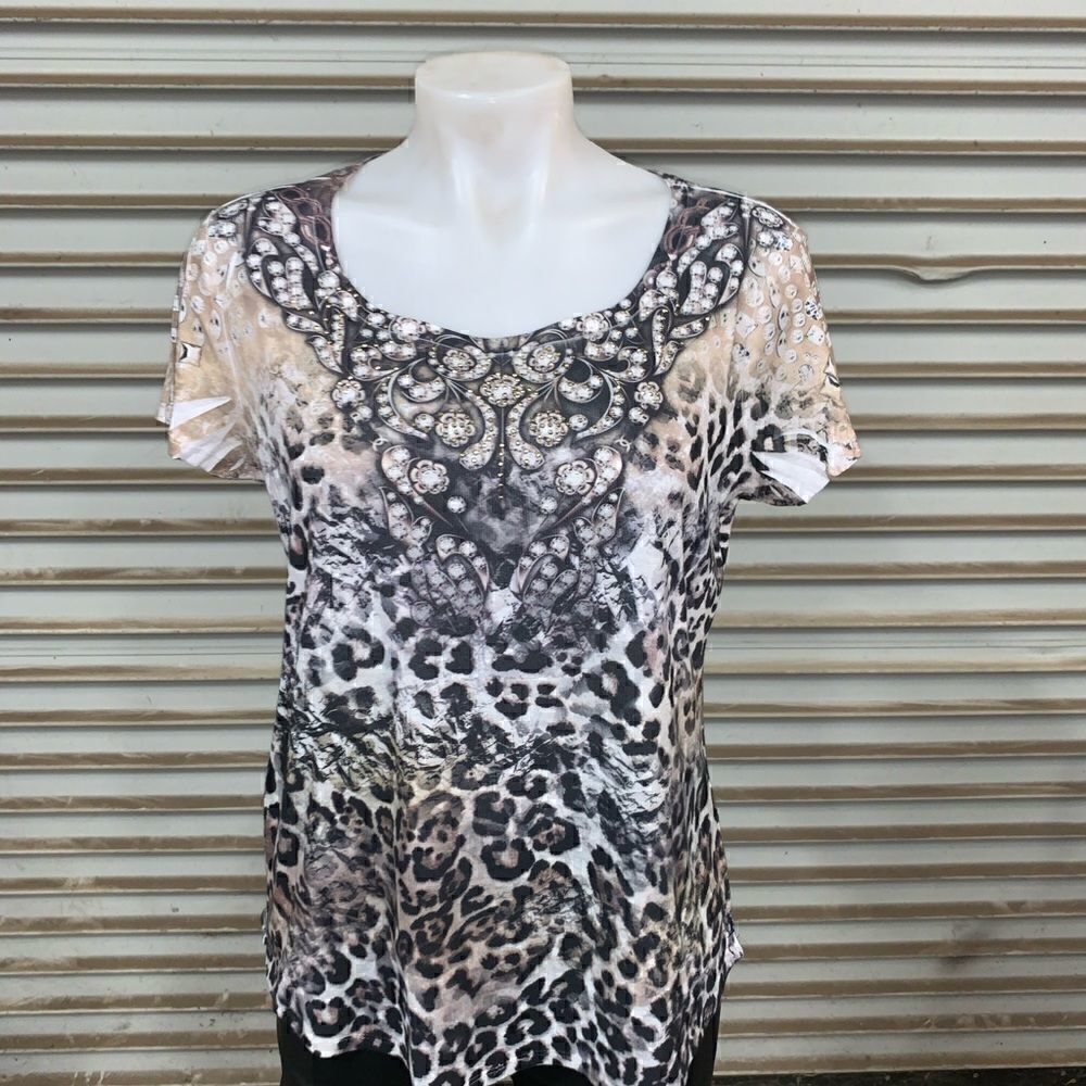 Style & Co animal print top with studded neckline